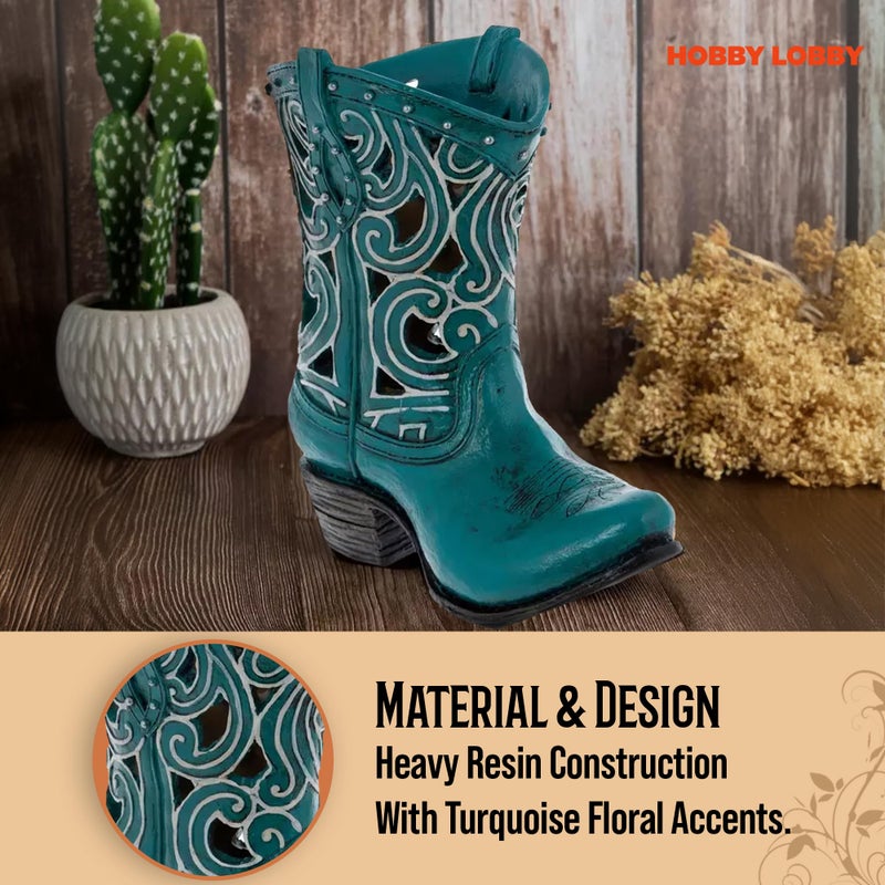 هوبي لوبي مزهرية حذاء كاوبوي باللون الفيروزي من هوبي لوبي - Image 4